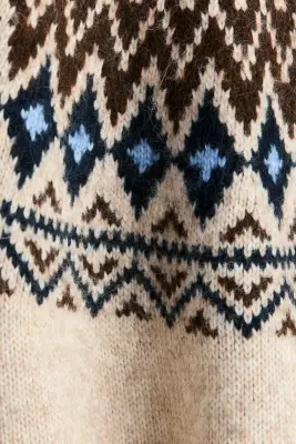 Pull en maille jacquard - Beige clair/motif — photo 3
