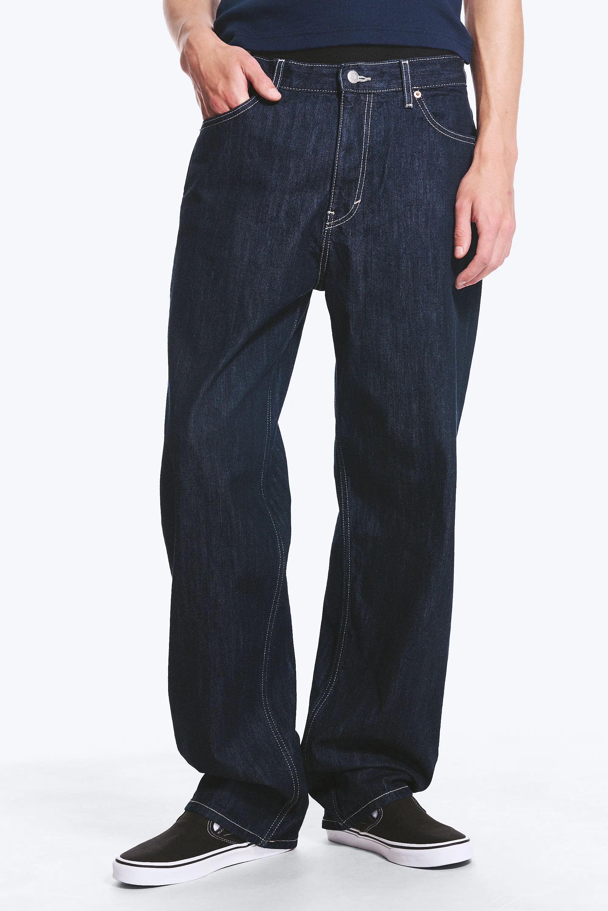 Jean droit et ample taille mi-haute Galaxy - Blue Rinse – Bleu foncé