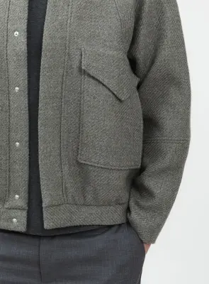 Bomber Jacket with Origami Collar in Clay 100% Italian Wool — photo 3