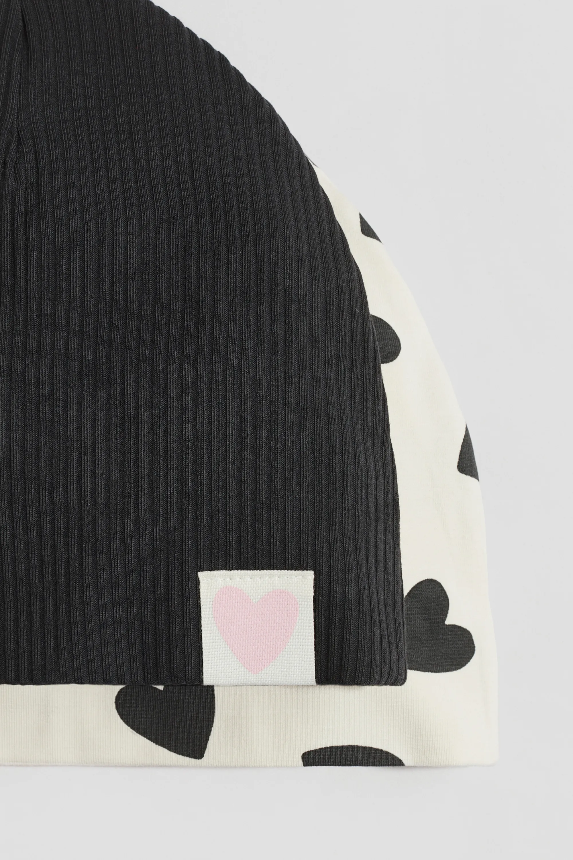 Lot de 2 bonnets en jersey - Noir/blanc