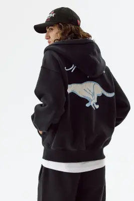 Veste à capuche zippée Oversized Fit - Bleu marine/Sports Gear — photo 4