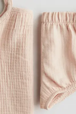 Ensemble 2 pièces en mousseline de coton - Rose ancien clair — photo 2