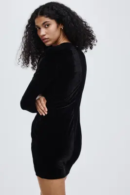 Minirobe en velours à effet drapé - Noir — photo 4