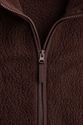 Veste sans manches Regular Fit en tissu Teddy bear - Marron chaud — photo 1