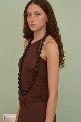 COLLIER ZEBRA MARRON FONCÉ — photo 3