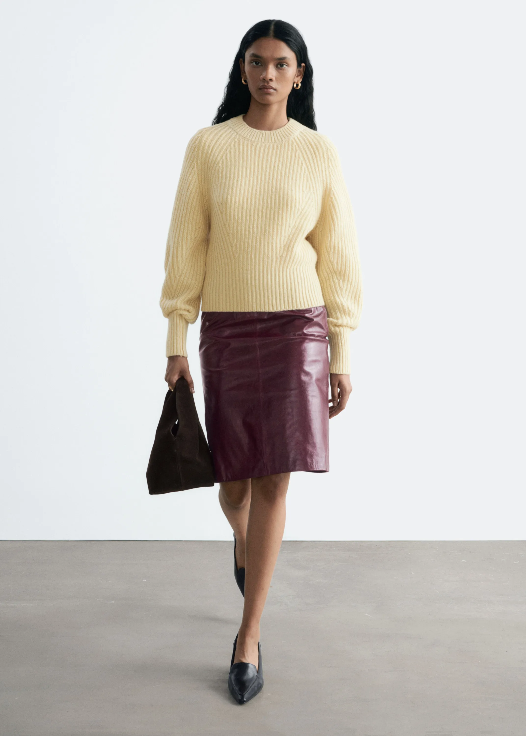 Pull en mélange de laine et de coton - Jaune beurre