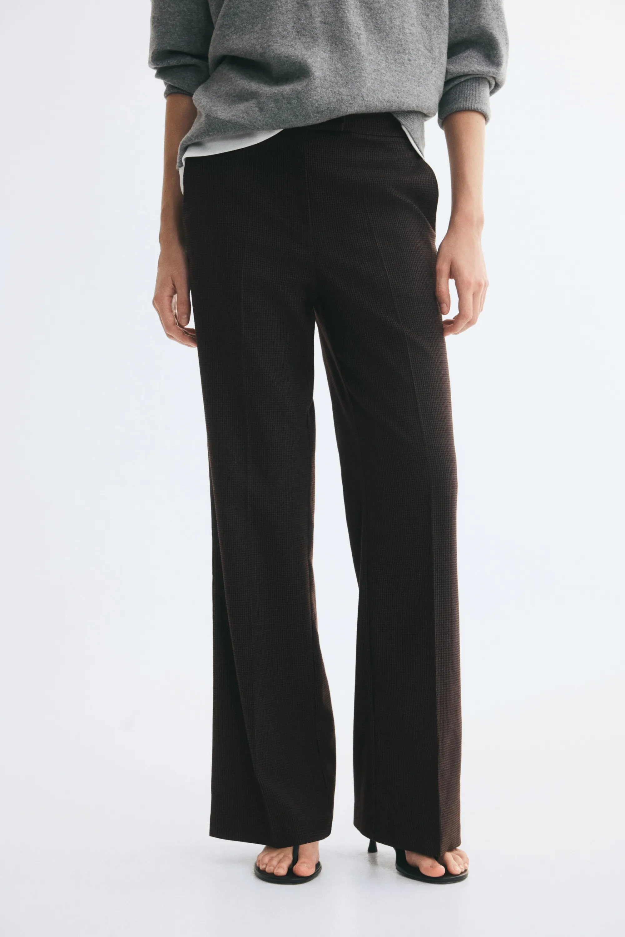 Pantalon bootcut - Marron/motif pied-de-poule