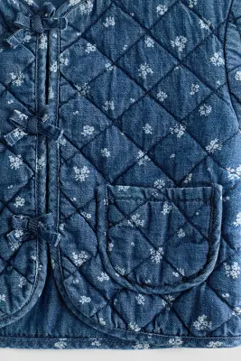 Veste matelassée en denim - Bleu denim/fleuri — photo 3