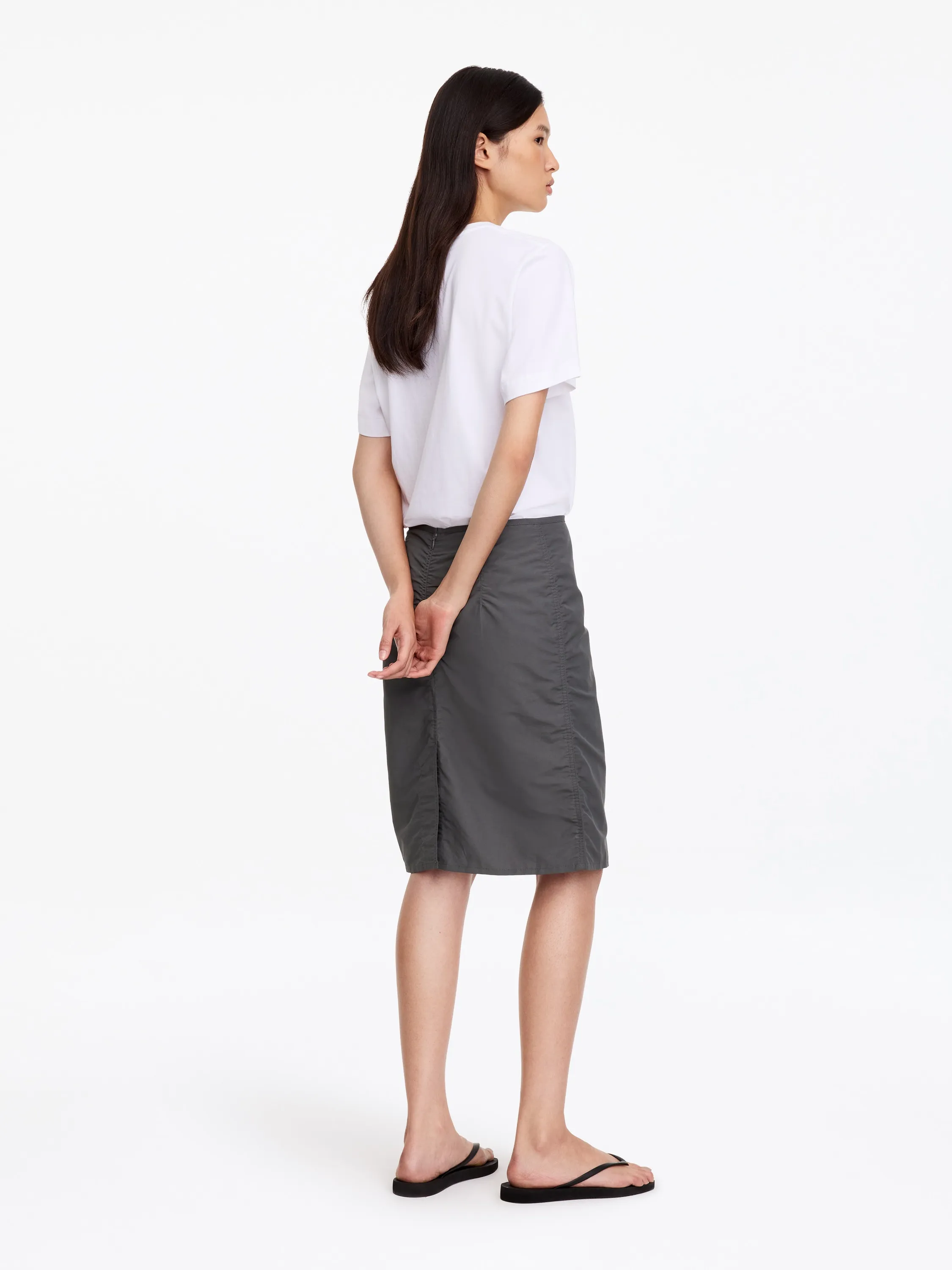Jupe crayon en coton et nylon - gris
