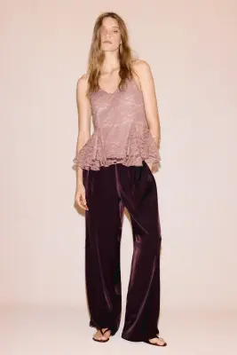 Lace peplum top - Taupe — photo 2