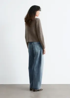 Cardigan en maille côtelée - Taupe — photo 5