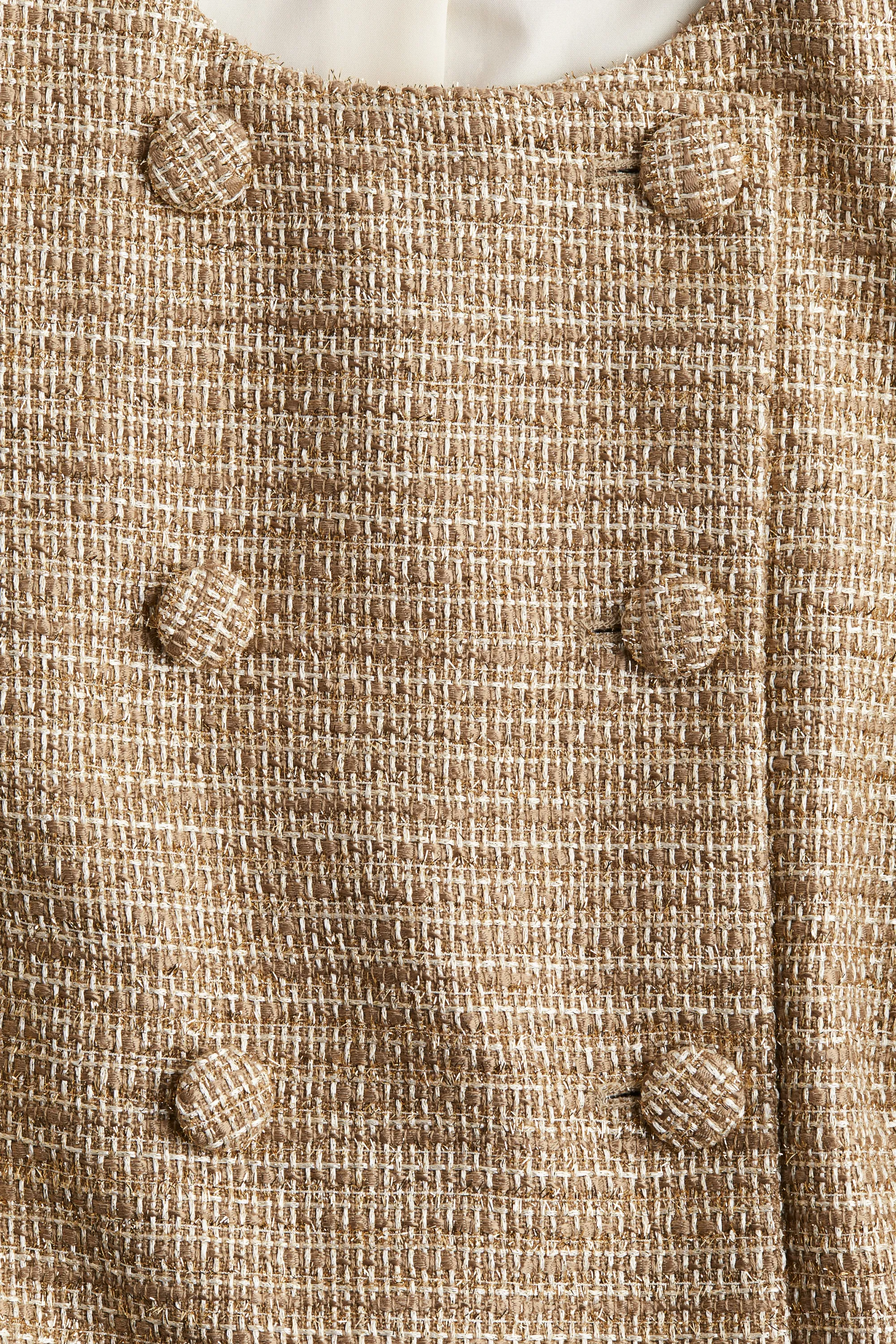 Veste texturée à fermeture croisée - Beige/doré