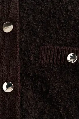 Gilet en maille bouclette - Marron foncé — photo 5