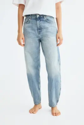 Barrel Regular Waist Jeans - Bleu denim clair — photo 1