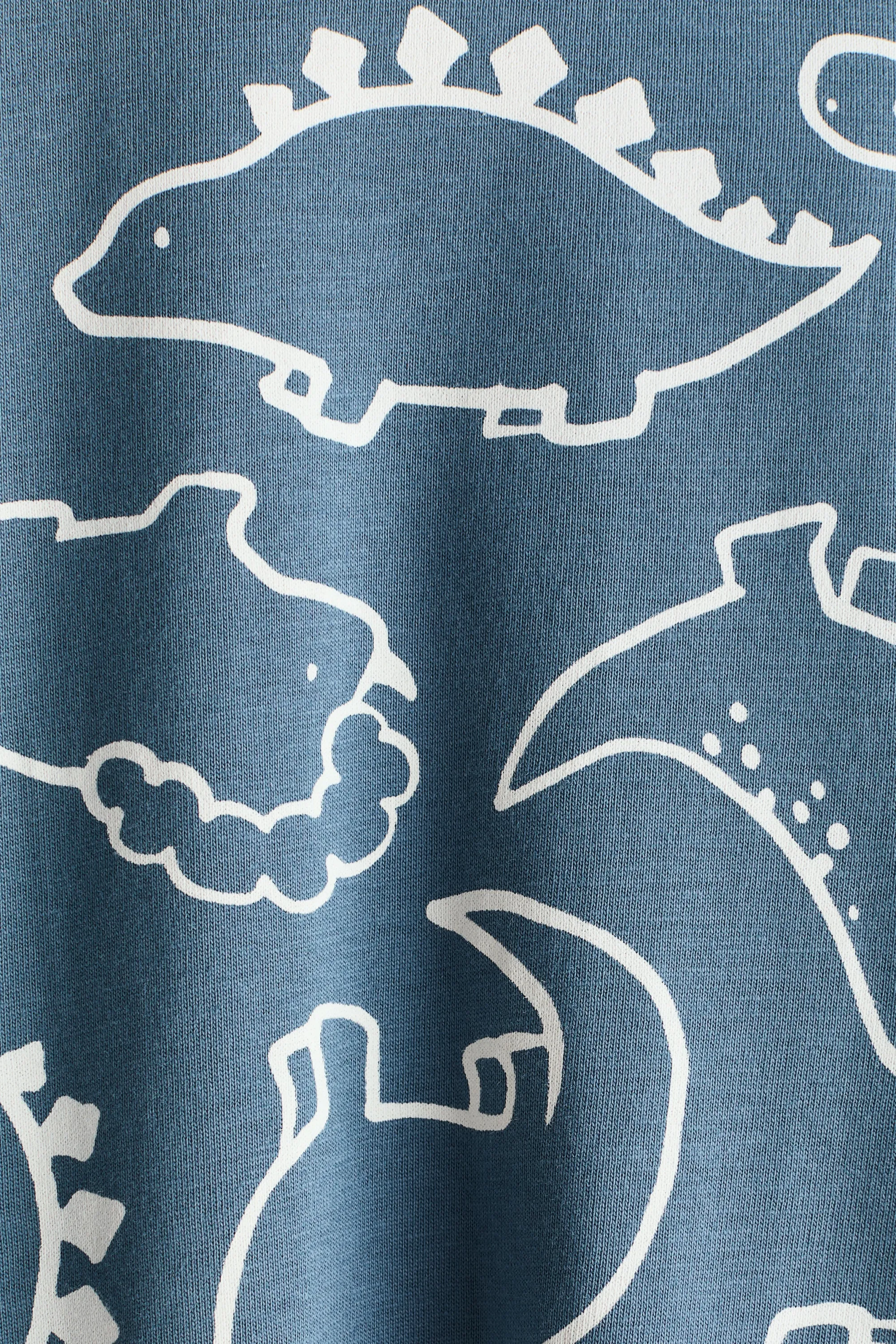 Pyjama imprimé en coton - Bleu ancien clair/dinosaures