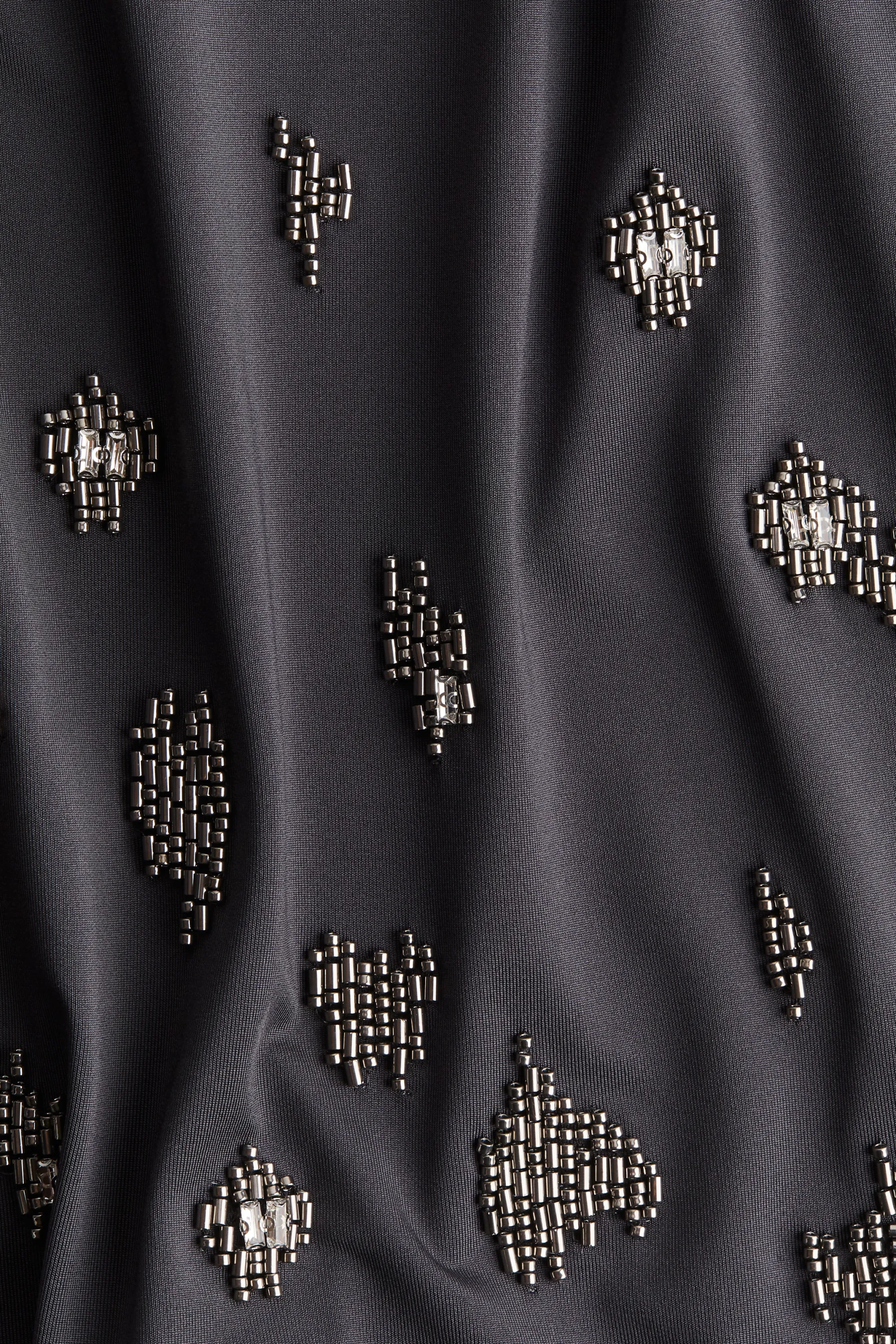 Top orné de perles fantaisie - Gris foncé