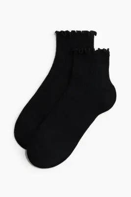 Lot de 3 paires de socquettes en maille côtelée - Noir — photo 1
