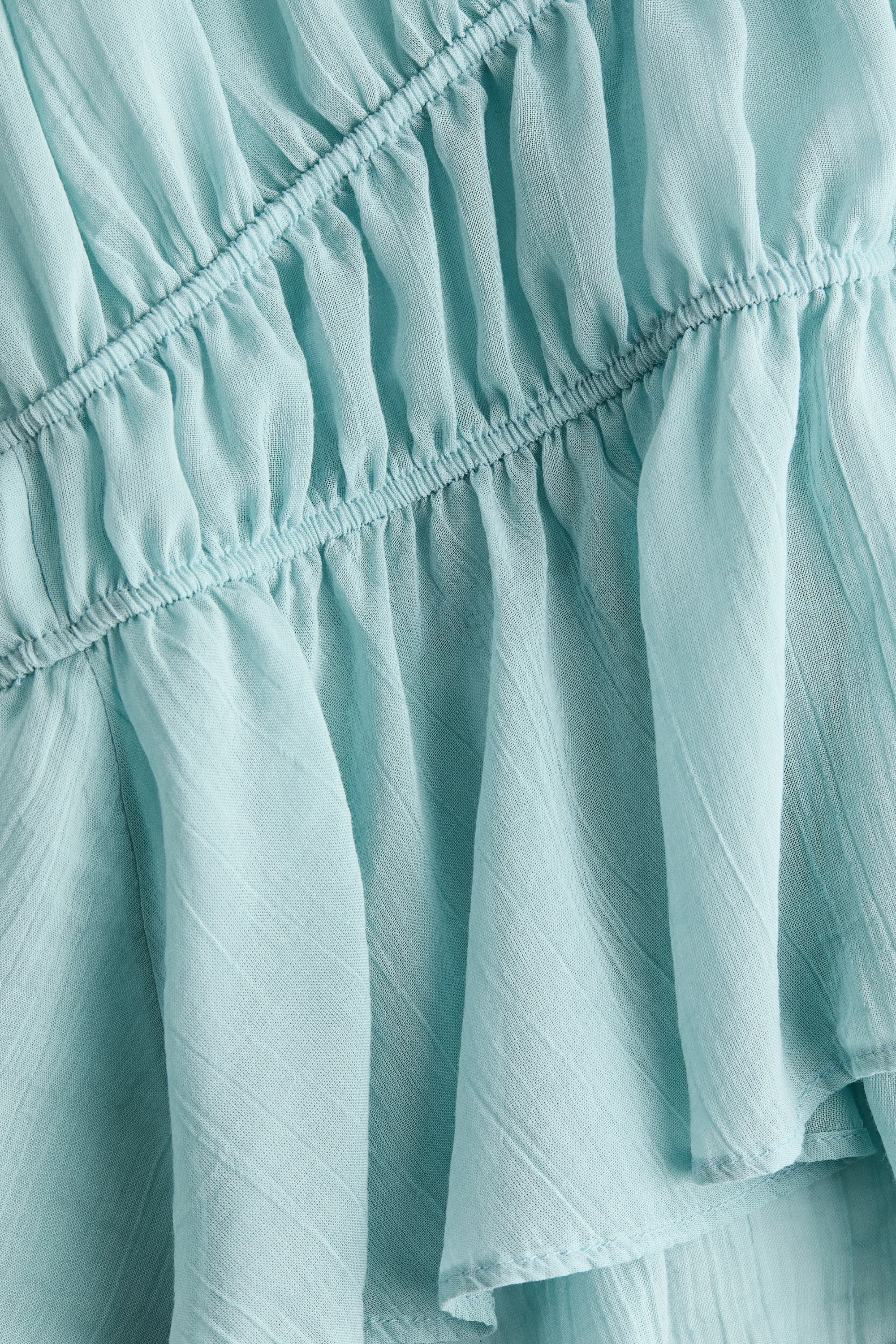 Blouse ruchée en coton - Turquoise clair