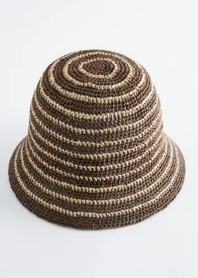 Bob en paille tressée - Brun/Beige — photo 1