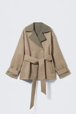 Trench-coat réversible à double boutonnage - Beige et vert kaki — photo 2
