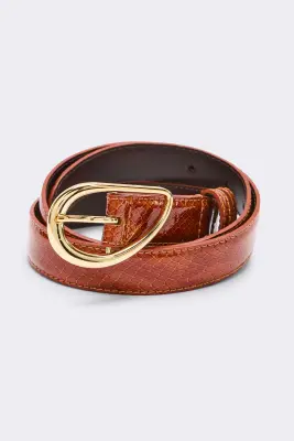 Ceinture Basma vernis embossé camel — photo 2