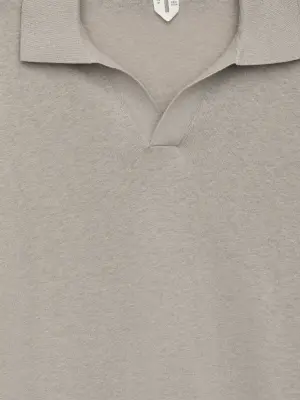 Polo en lin et coton - Taupe clair — photo 4