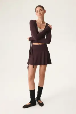 Jupe de tennis corolle - Prune chocolat — photo 1