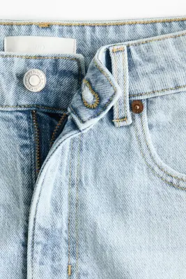 Short taille haute en denim - Bleu denim clair — photo 4