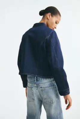 Veste en denim avec pattes boutonnées - Bleu denim foncé — photo 2