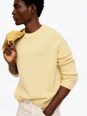 Pull en maille de laine épaisse - Jaune clair — photo 3