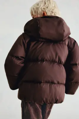 Doudoune à capuche en duvet - Marron — photo 3