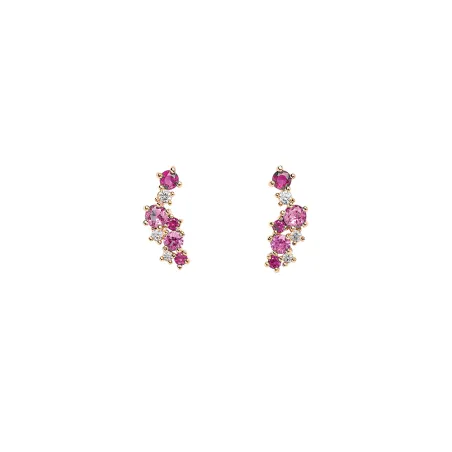Boucle d'oreille Plaqué or - Oxyde de Zirconium rose et blanc Go Mademoiselle 606631