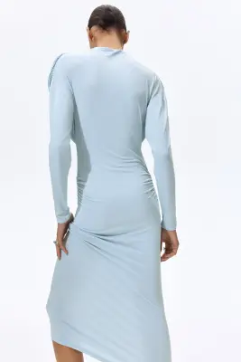 Draped jersey dress - Bleu ancien clair — photo 2