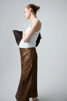 MAMA Slip skirt en satin - Marron foncé/imprimé léopard — photo 3