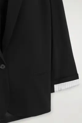 BLAZER EN SERGÉ À BOUTONNAGE SIMPLE - NOIR — photo 3