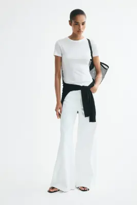 T-shirt en soie mélangée - Blanc — photo 1