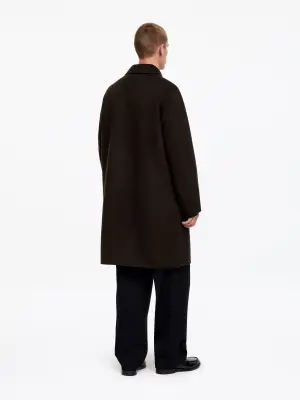 Manteau en laine double face - Marron foncé — photo 3