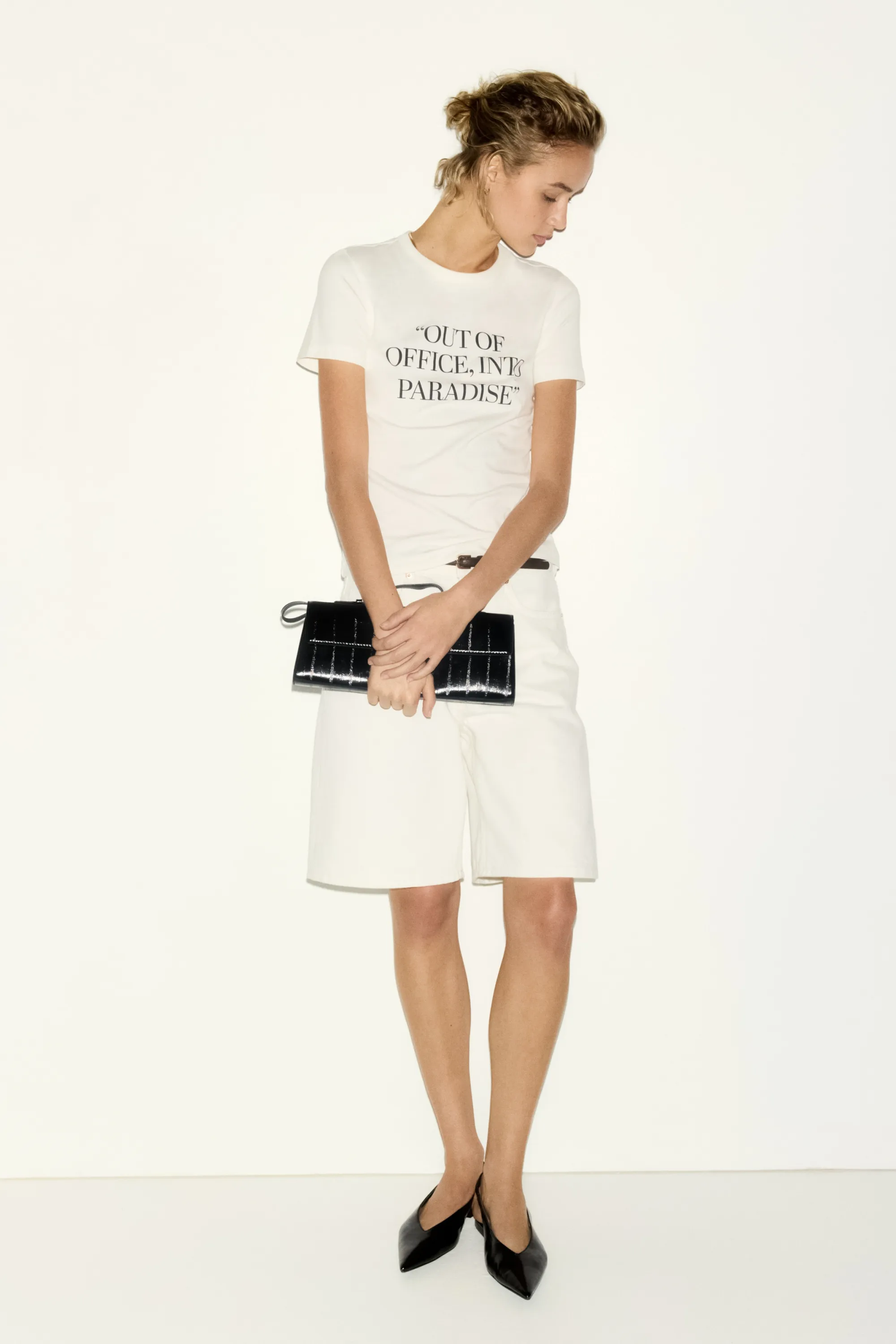 T-shirt imprimé en viscose mélangée - Blanc/Out of office