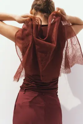Foulard de hanches en dentelle - Terracotta — photo 1