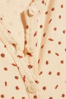 Cardigan côtelé ajusté - Jaune clair - floral — photo 3
