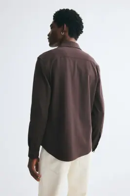 Chemise Four-Way Stretch Slim Fit - Marron foncé — photo 3