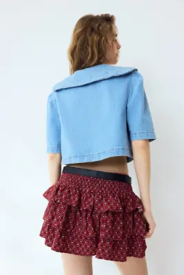 Jupe-short à étages - Bordeaux/motif — photo 2