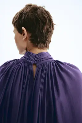Blouse à effet drapé - Violet foncé — photo 3