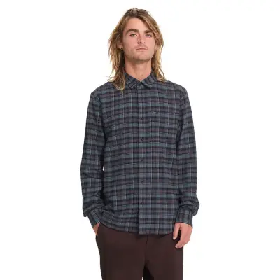 Chemise volcom Caden plaid LS – Raisin — photo 1