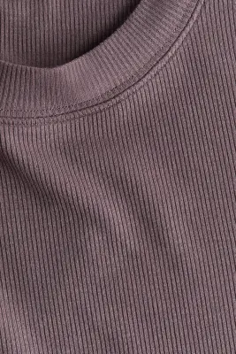 T-shirt côtelé en viscose - Violet ancien — photo 3