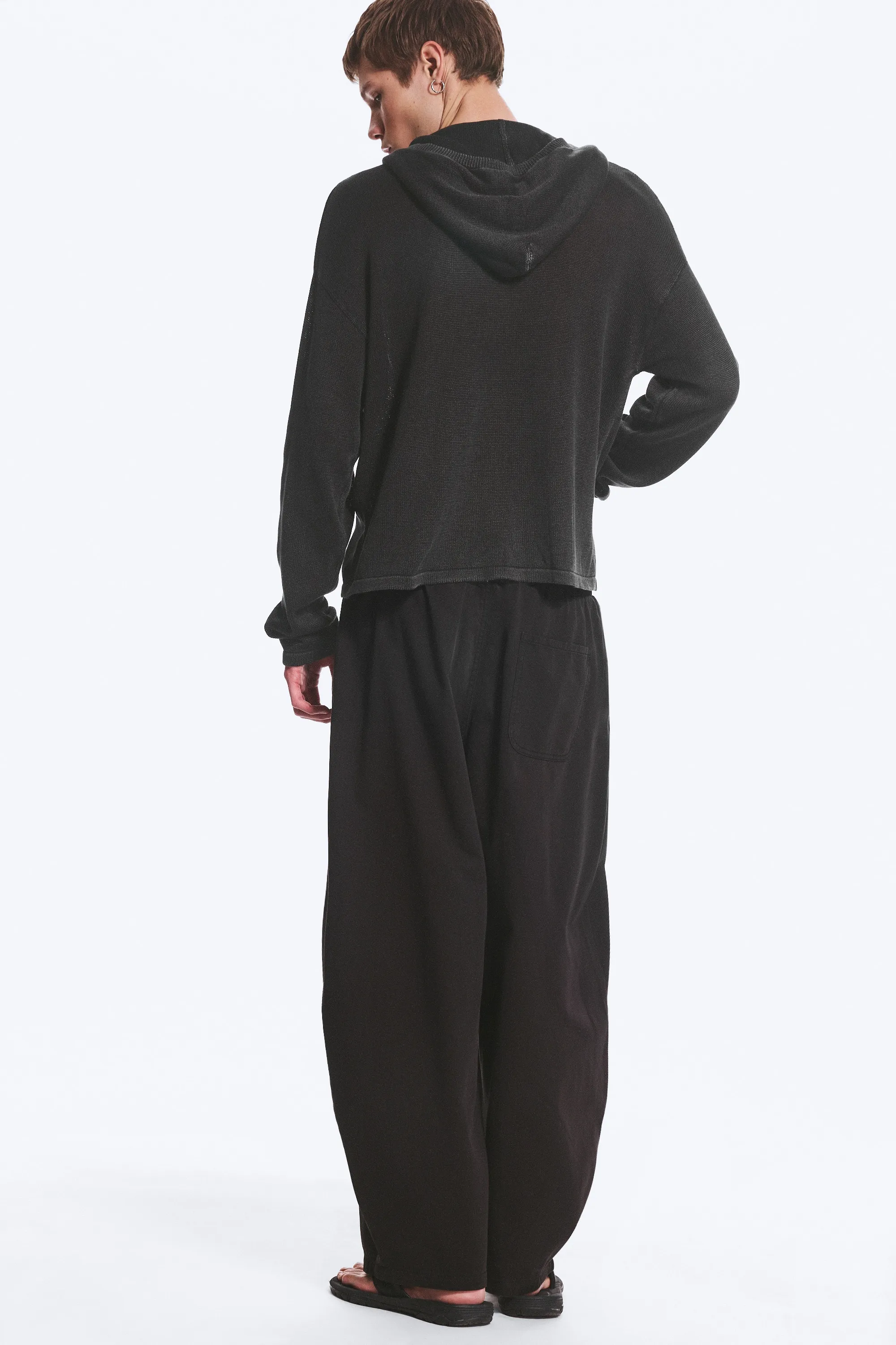 Sweat à capuche zippé confectionné - Noir délavé