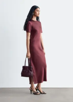 Robe longue à manches courtes - Rouge foncé — photo 5