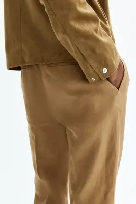 Pantalon de costume Slim Fit en lin - Beige — photo 3