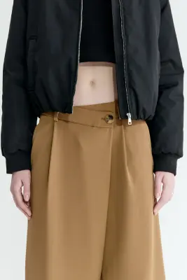 Pantalon chic à effet croisé - Beige foncé — photo 1