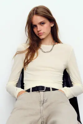 Barrel High Waist Jeans - Grège — photo 2